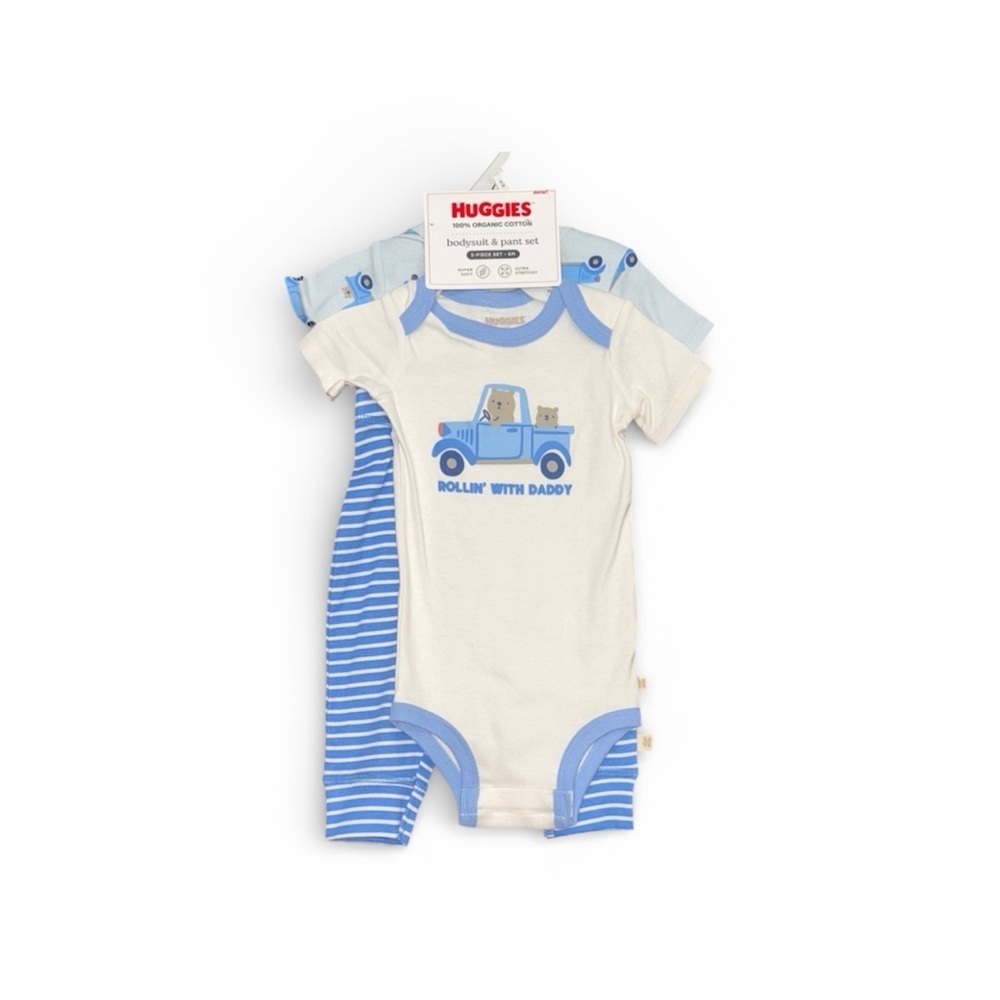239. Huggies Babies Size 6 Months Matching Set - Blue and White NWT